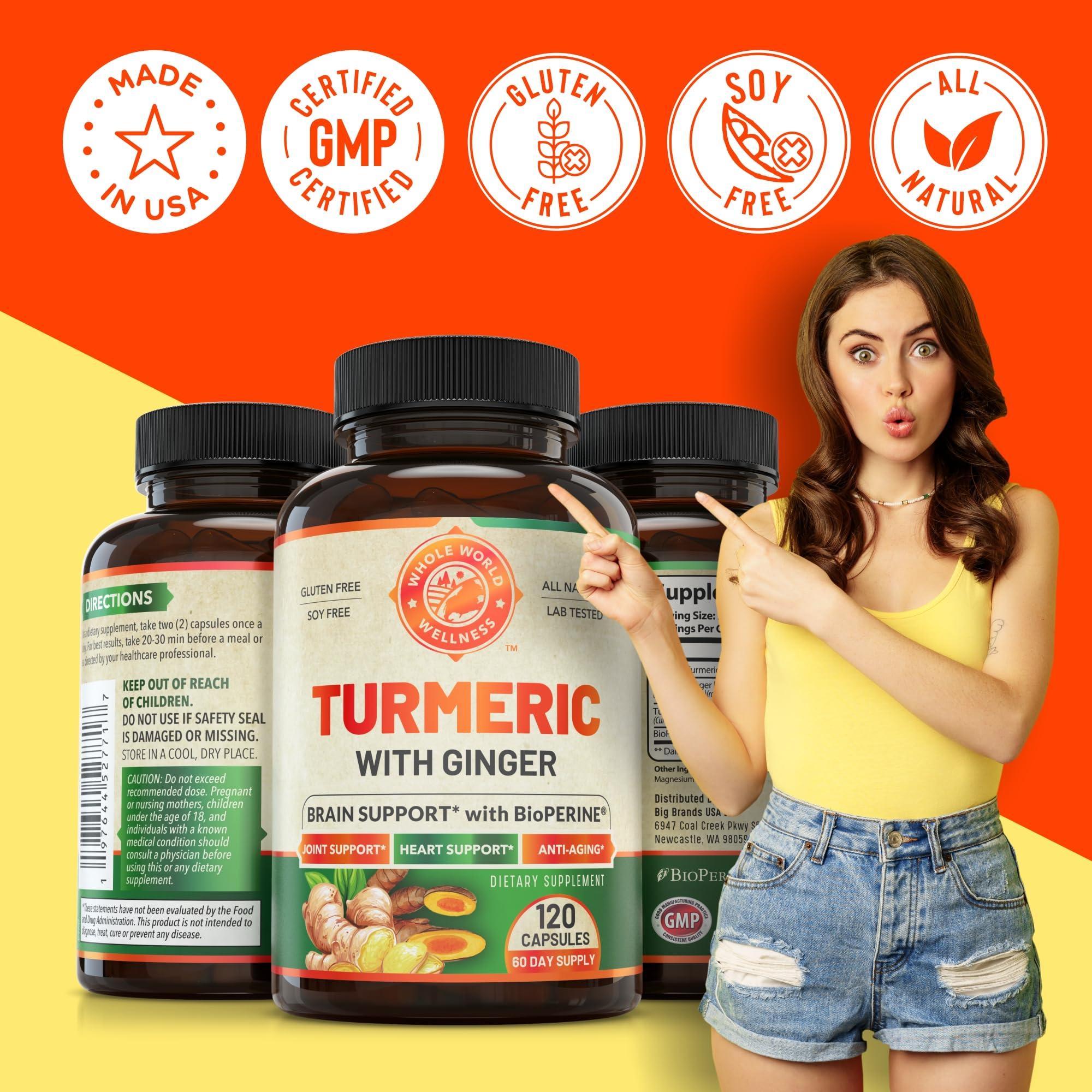WHOLE WORLD WELLNESS Pure Saffron Extract & Organic Turmeric Curcumin Bundle (One Bottle Each). Supports Mood, Energy Boost, Metabolic Function. USA Made.