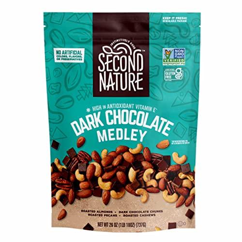 Second Nature Second Nature Dark Chocolate Medley Trail Mix, 26 oz. Resealable Pouch (Pack of 1) – Certified Gluten-Free Snack Mix – Dark Chocolate and Nut Trail Mix Ideal for Quick Travel Snacks or Lunch Snacks