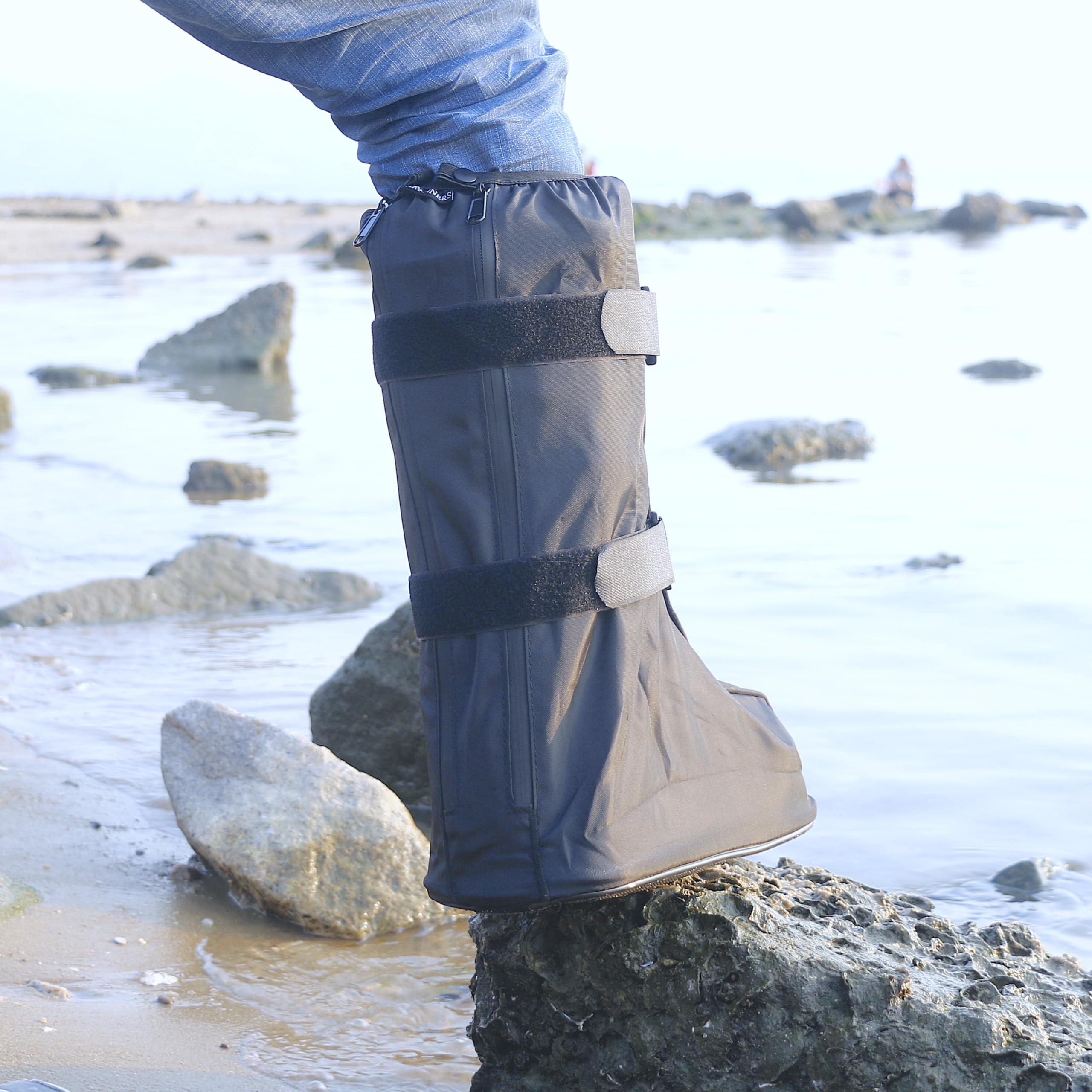 ARUNNERS ARUNNERS Walking Boot Cover for Medical Brace Orthopedic Fracture Cast with Integrative Slip-Resistant Rubber Sole (Black, Tall, X-Small)