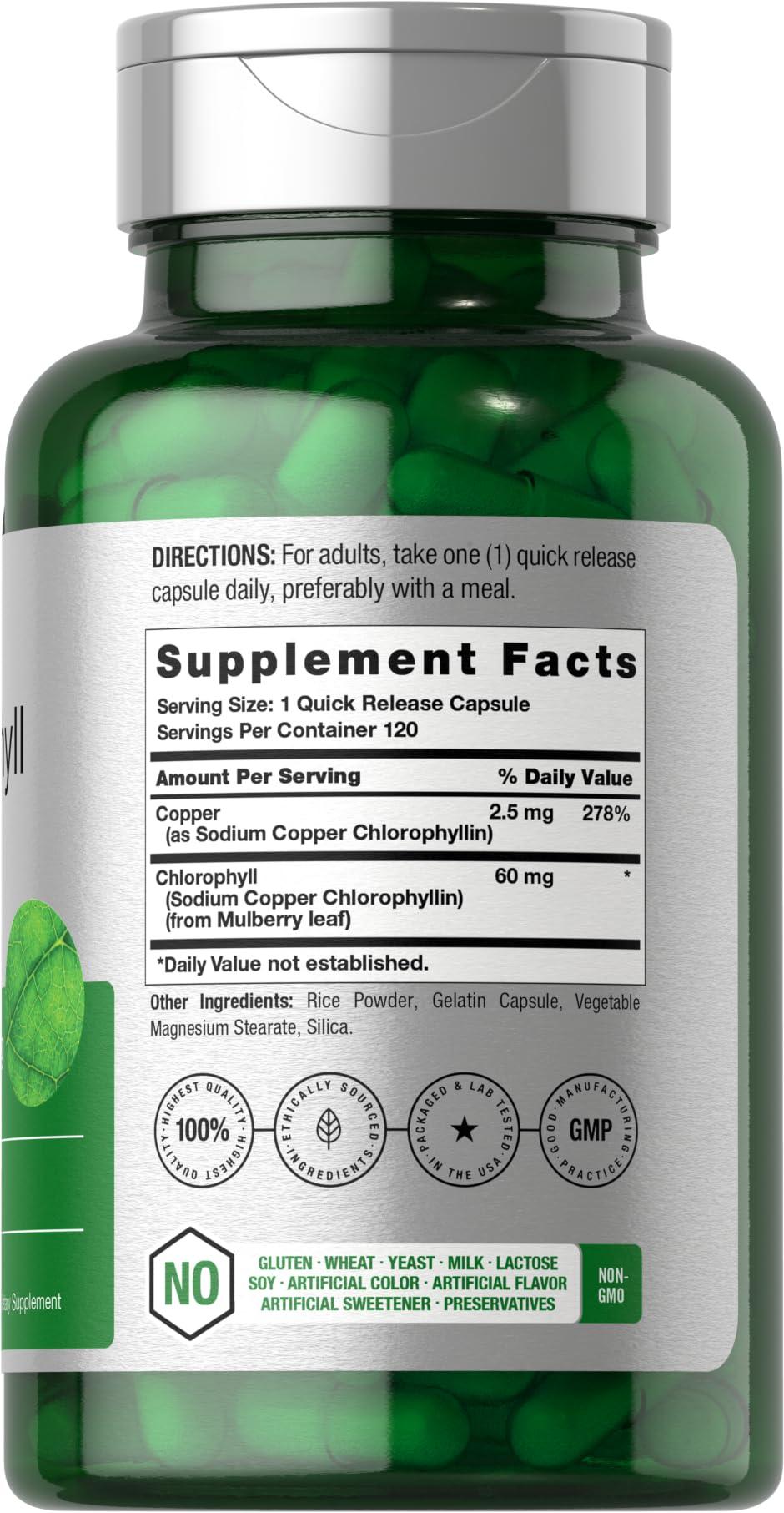 Horbäach Horbaach Chlorophyll Capsules | 120 Count | Non-GMO and Gluten Free Supplement | Naturally-Occurring Pigment