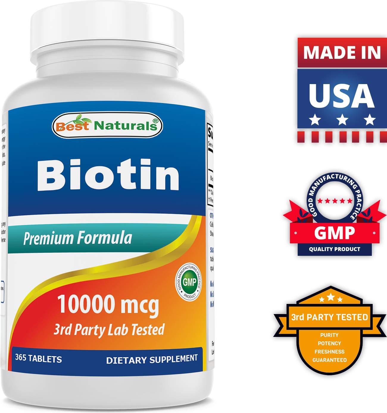 Best Naturals Best Naturals Biotin (Also Called Vitamin B7), 10,000 mcg Tablets (365 Count (Pack of 3))