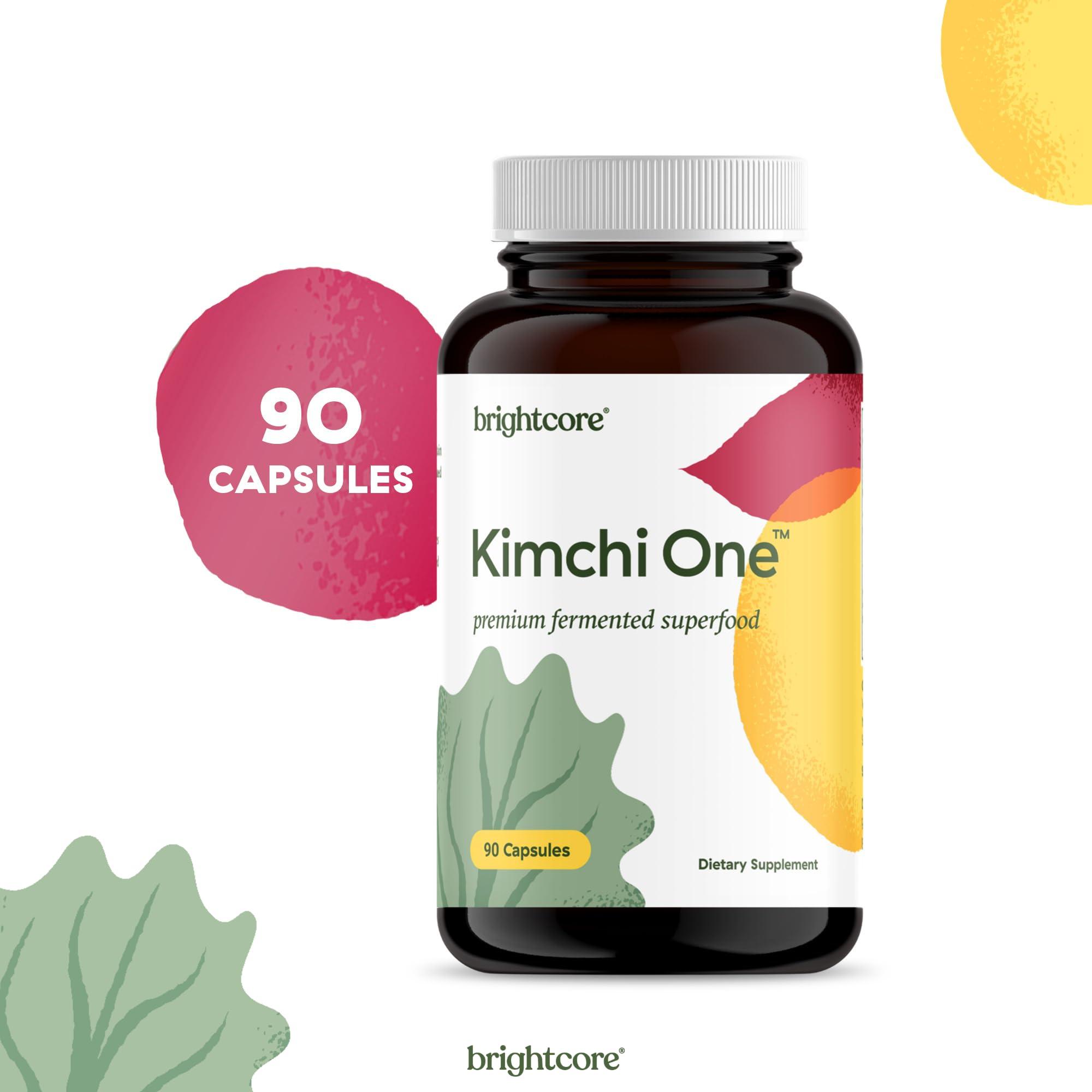 Brightcore Brightcore Nutrition - Kimchi One, Kimchi Powder Capsules, Probiotics, Enzymes, & Antioxidant Supplement, Premium Gut Health Superfood for Overall Well Being, Gluten-Free, 90 Vegan Capsules