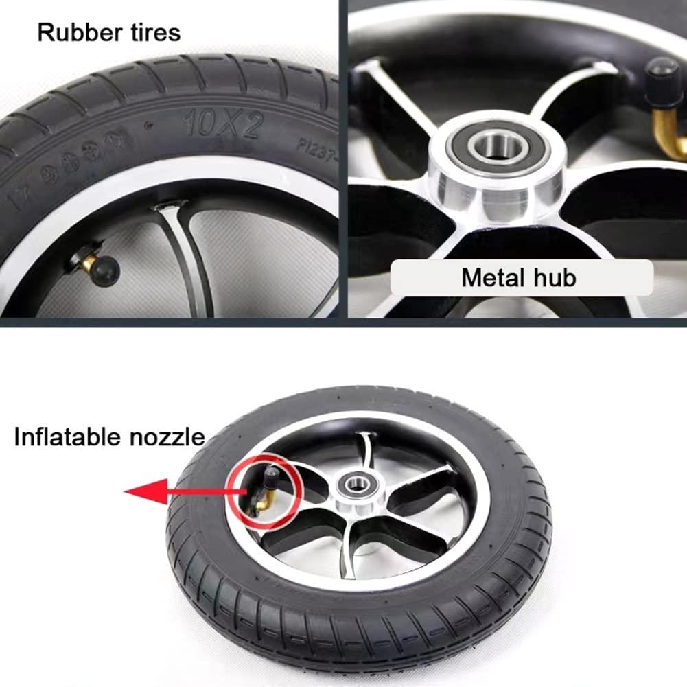 Generic 10 Inch Replacement Front Wheels, Small Pneumatic Tires, Electric Wheelchair Accessories, Anti-Slip Casters, Model 102, Bearing 12mm(1/2inch), 1 Pair