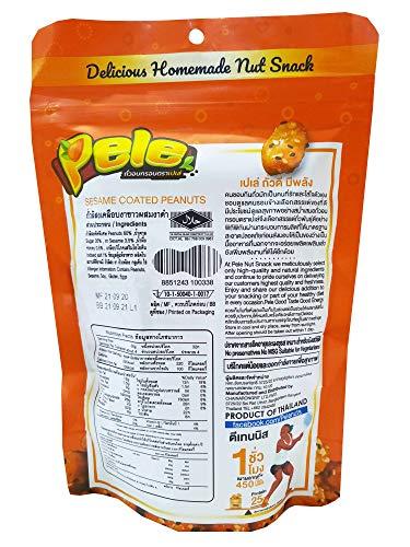 Pele Pele, 4 Packs of Sesame Coated Peanuts, Deliicious Homemade Nut Snack from Pele brand, Selected Quality from natural ingredients. (No trans fat, No cholesterol) (130 g/ pack).