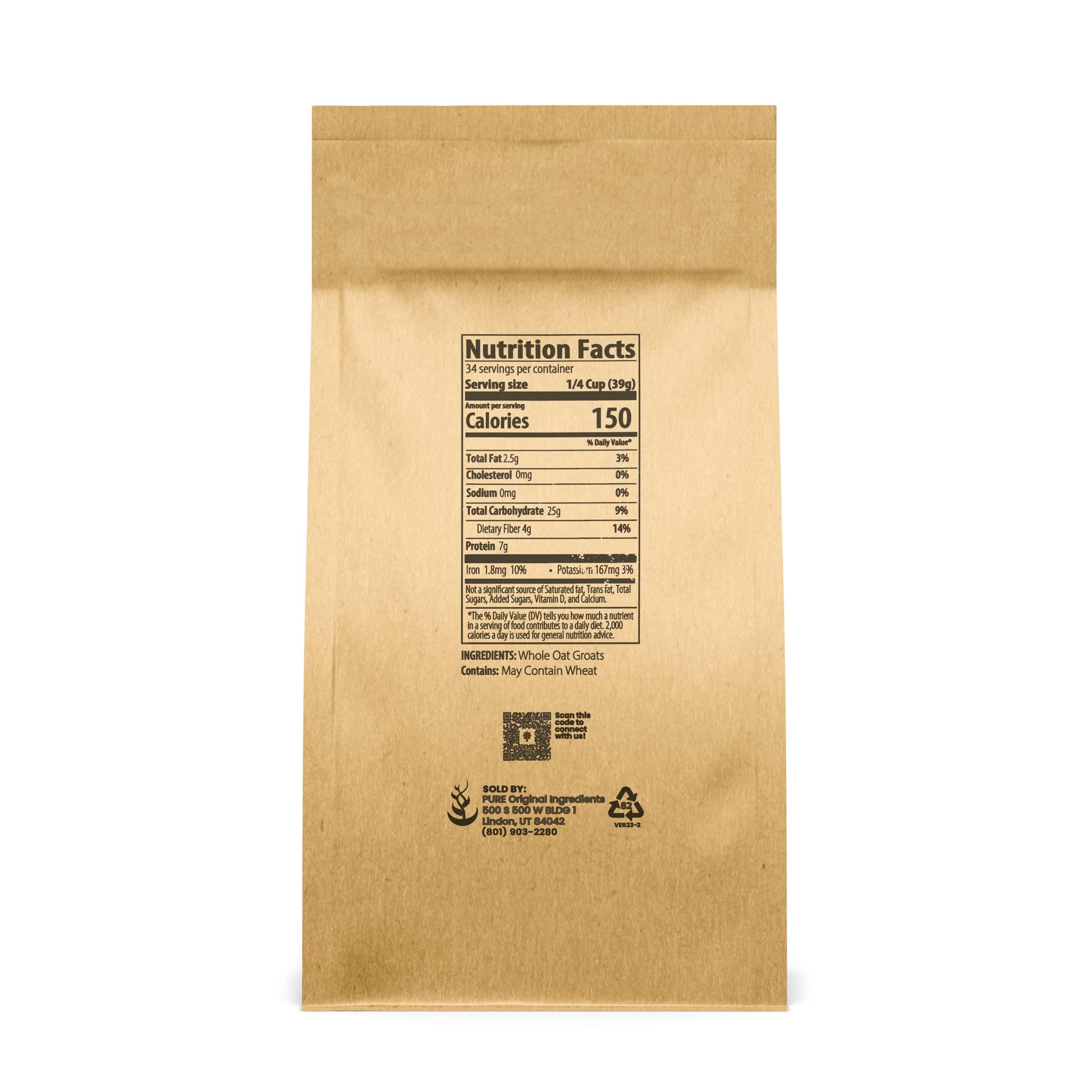 PURE ORIGINAL INGREDIENTS Pure Original Ingredients Oat Groats (3 lb), Whole, Uncut & Hulless, High in Protein, Oat Kernels