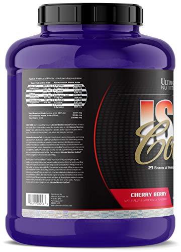 Ultimate Nutrition Ultimate Nutrition ISO Cool Pure Whey Protein Isolate Powder - Keto Friendly - 0 Carb 0 Fat 0 Sugar - 23 Grams of Protein Per Serving, 5 Pounds, Cherry Berry