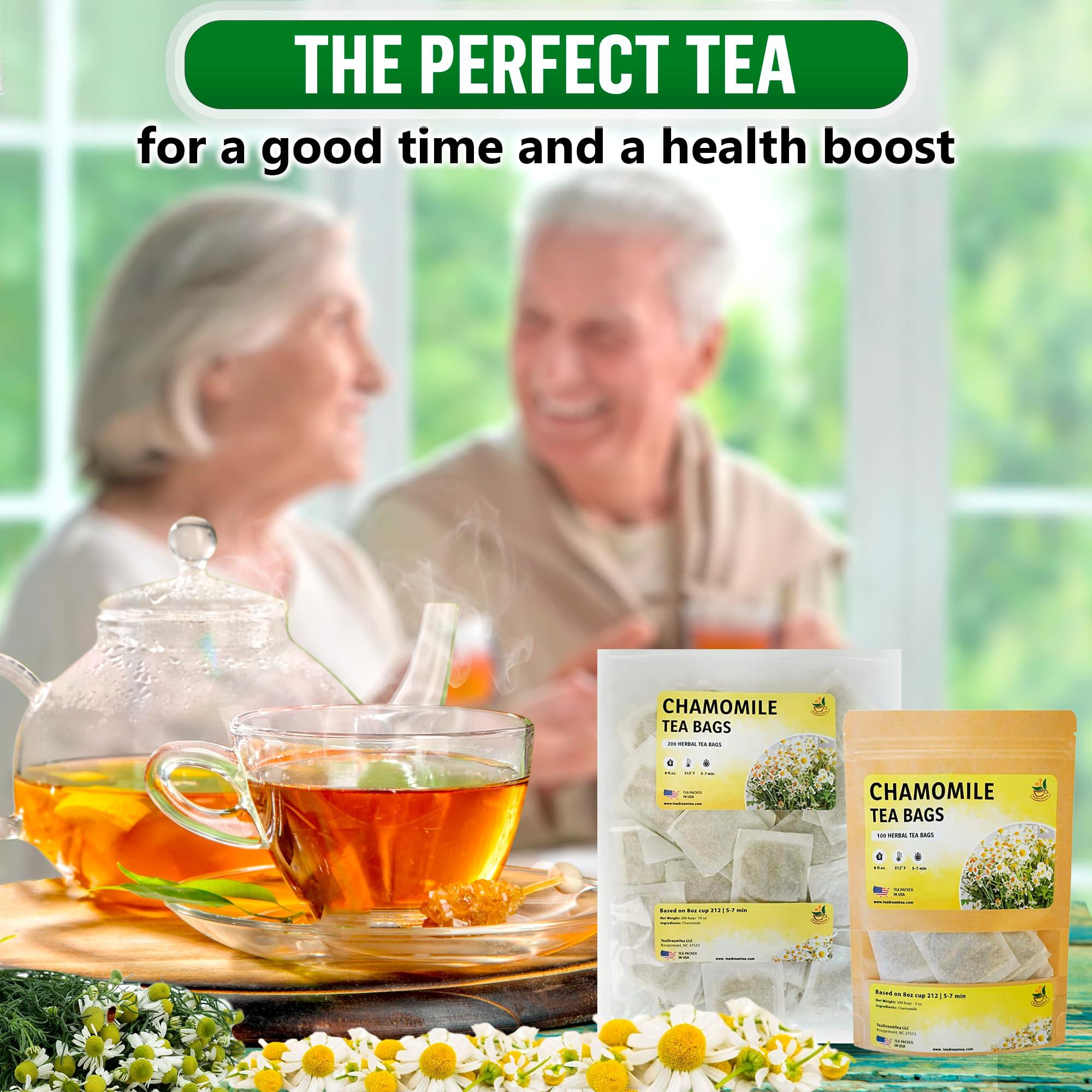 TeaDreamTea TeaDeam Tea Chamomile Tea Bags | Caffeine-Free & Sleep Time Tea | Chamomile Flowers Aroma - For Relieving Stress | Brew Hot Or Iced | 300 Tea Bags