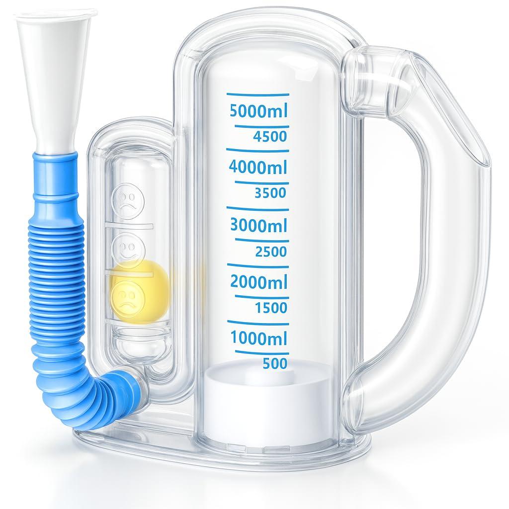 KSWEGKC Incentive Spirometer-Incentive Spirometer Adult Breathing Exercise Device for Lungs,Deep Breathing Trainer for Children and Adults,5000ml Capacity Measurement with Flow Indicator