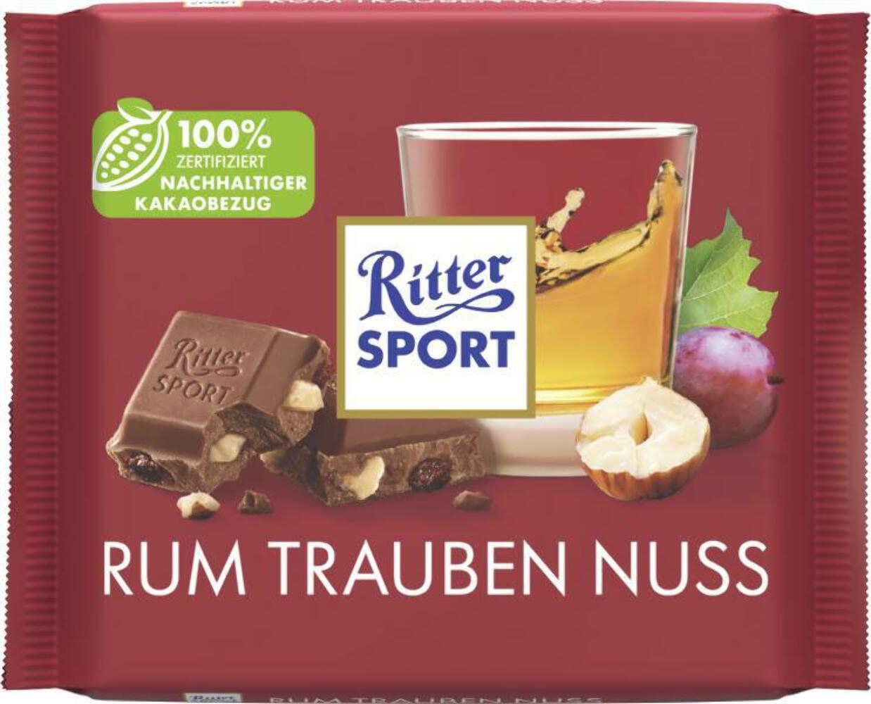 Ritter Sport Ritter Sport Chocolate | Ritter Sport Variety Rum Grape Nut | Ritter Chocolate | German Chocolate Bars | 42,3 Ounce Total
