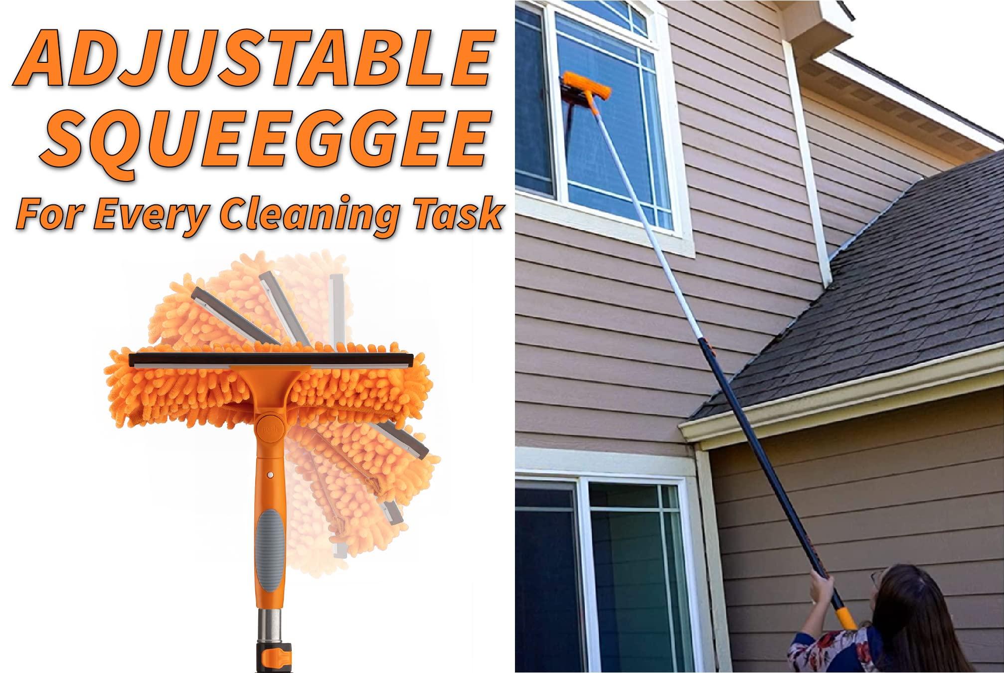 EXTEND-A-REACH 7-24ft Window Washing Kit & Duster Kit with Extension Pole (30+ Foot Reach) // Window Cleaning Tool & Window Washer Squeegee with Telescopic Extension Pole