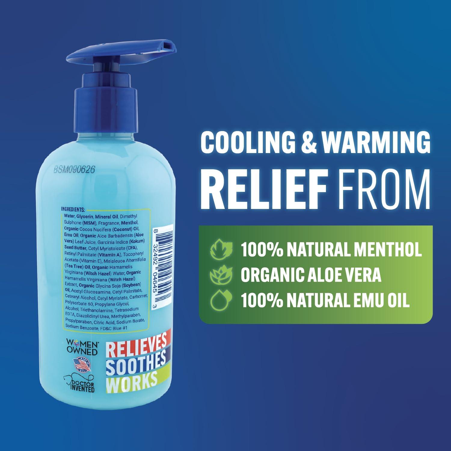 Blue Stop Max Blue Stop Max Muscle & Joint Relief Gel: Fast-Acting Sore Muscle, Back & Neck Relief Cream, Numbing Emu Oil Formula for Ankle, Leg Cramps, Tennis Elbow - 8 Oz Pump Bottle