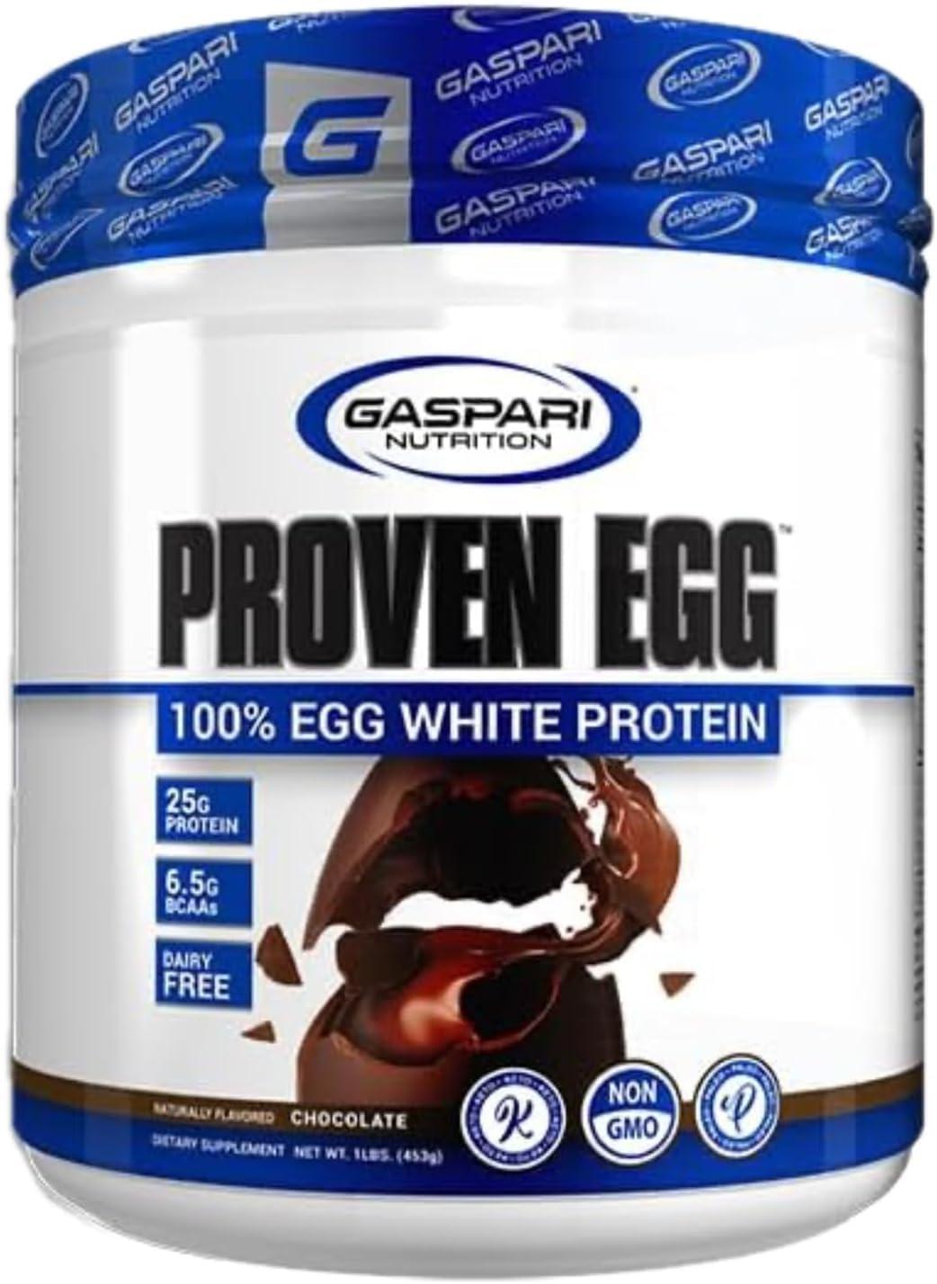 Gaspari Nutrition Gaspari Nutrition Proven Egg, 100% Egg White Protein, 25g Protein, Keto Friendly, Dairy Free, Lactose Free, Soy Free (1lb, Chocolate)