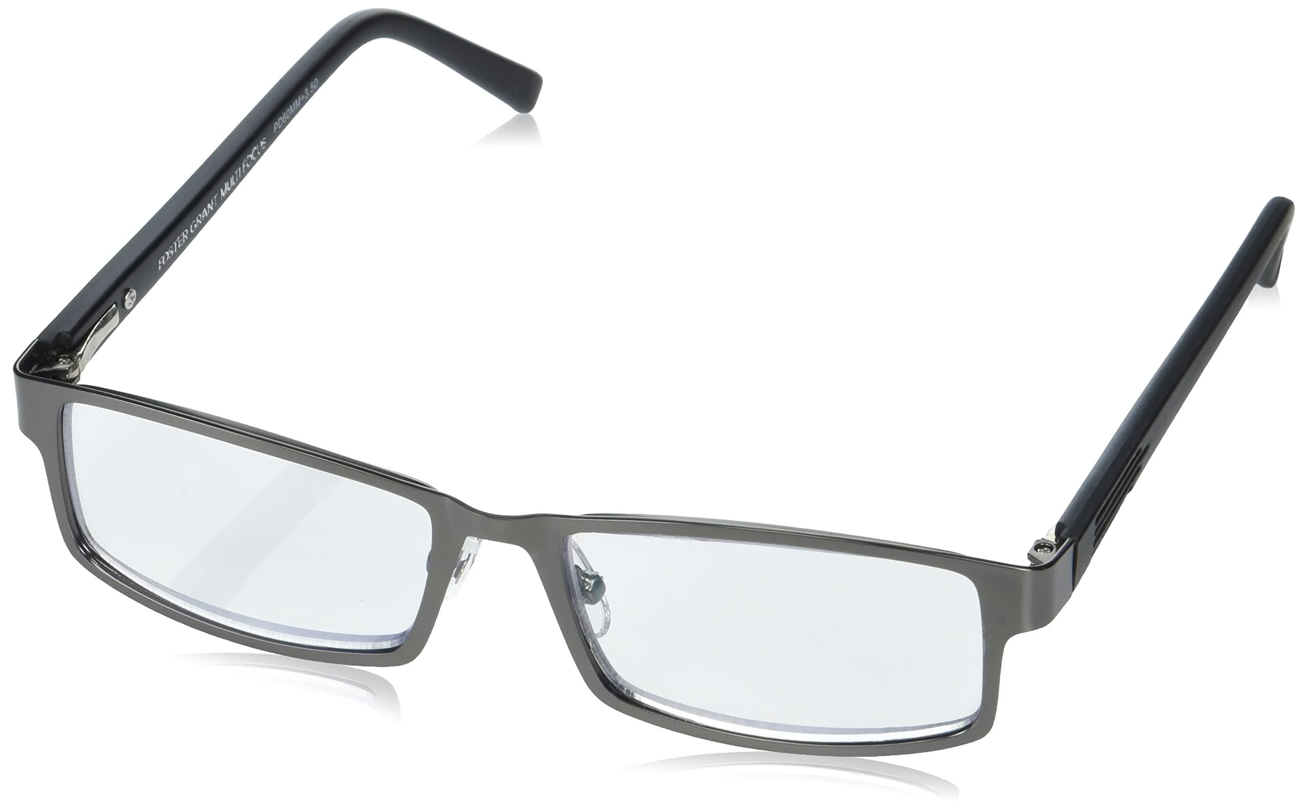 Foster Grant Foster Grant mens Sawyer Multifocus Reading Glasses, Matte Gunmetal/Transparent, 54 mm US