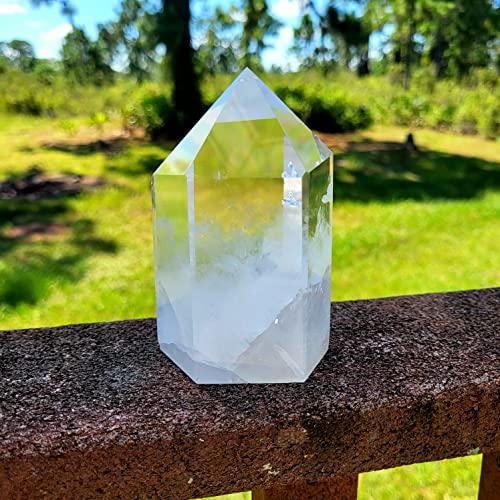 Roxxy Crystals Large Clear Quartz. Natural Himalayan Tibetan High Altitude Raw 6 Sided Point Crystal Obelisk. High Purity Clear Quartz Point. Reiki Healing