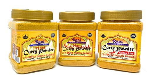 Rani Brand Authentic Indian Products Rani Curry Powder EXTRA HOT (11-Spice Authentic Indian Blend) 16oz (1lb) 454g PET Jar ~ All Natural | Salt-Free | Vegan | No Colors | Gluten Friendly | NON-GMO | Indian Origin