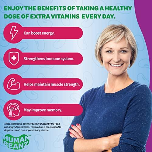 Human Beanz Human Beanz Multivitamin Jelly Bean Gummies with Zinc for Men and Women, Immune Support Dietary Supplements for Adults, Vegetarian, 120 Berry Blast Jelly Beans, Kosher