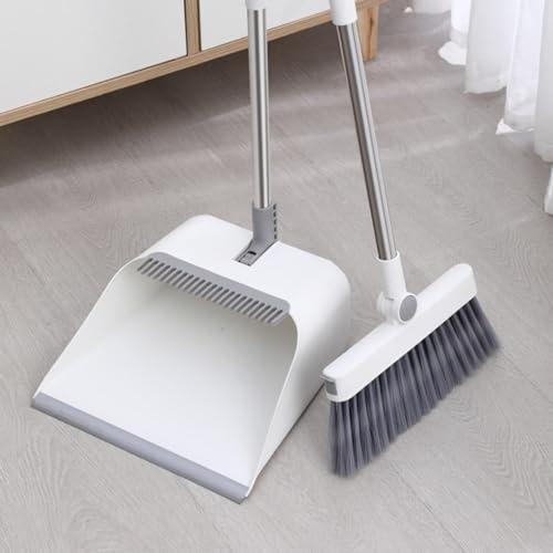 NIBHZ NIBHZ Plastic Dustpan and Broom for Hard Floor, 180 Degree Rotatable Broom Set for Sweeping Outdoor, Garden, Lobby, Indoor
