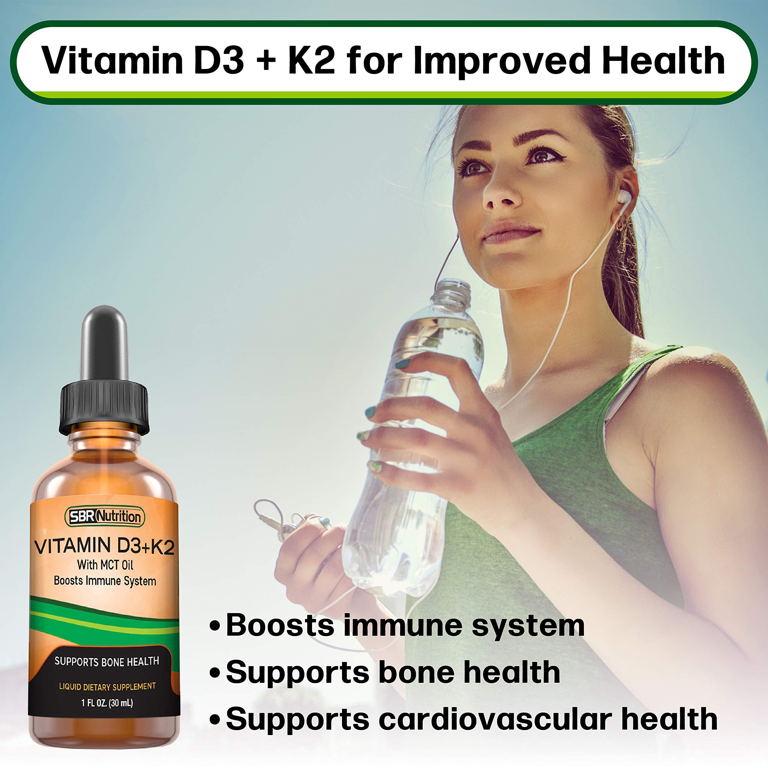 SBR Nutrition SBR Nutrition D3+K2 and Elderberry Bundle Vitamin D3K2 (MK7) Liquid Drops, Peppermint,1oz | Elderberry & Echinacea & Vitamin C Liquid Drops, 2oz | Adults & Kids | Non-GMO, Gluten Free