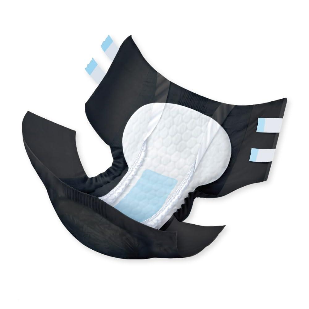 NorthShore NorthShore MegaMax AirLock Breathable 9-Hour Heavy-Duty Tab-Style Adult Diapers, Large, Trial Pack of 4, Black, 42-54 inches, Unisex Incontinence Underwear