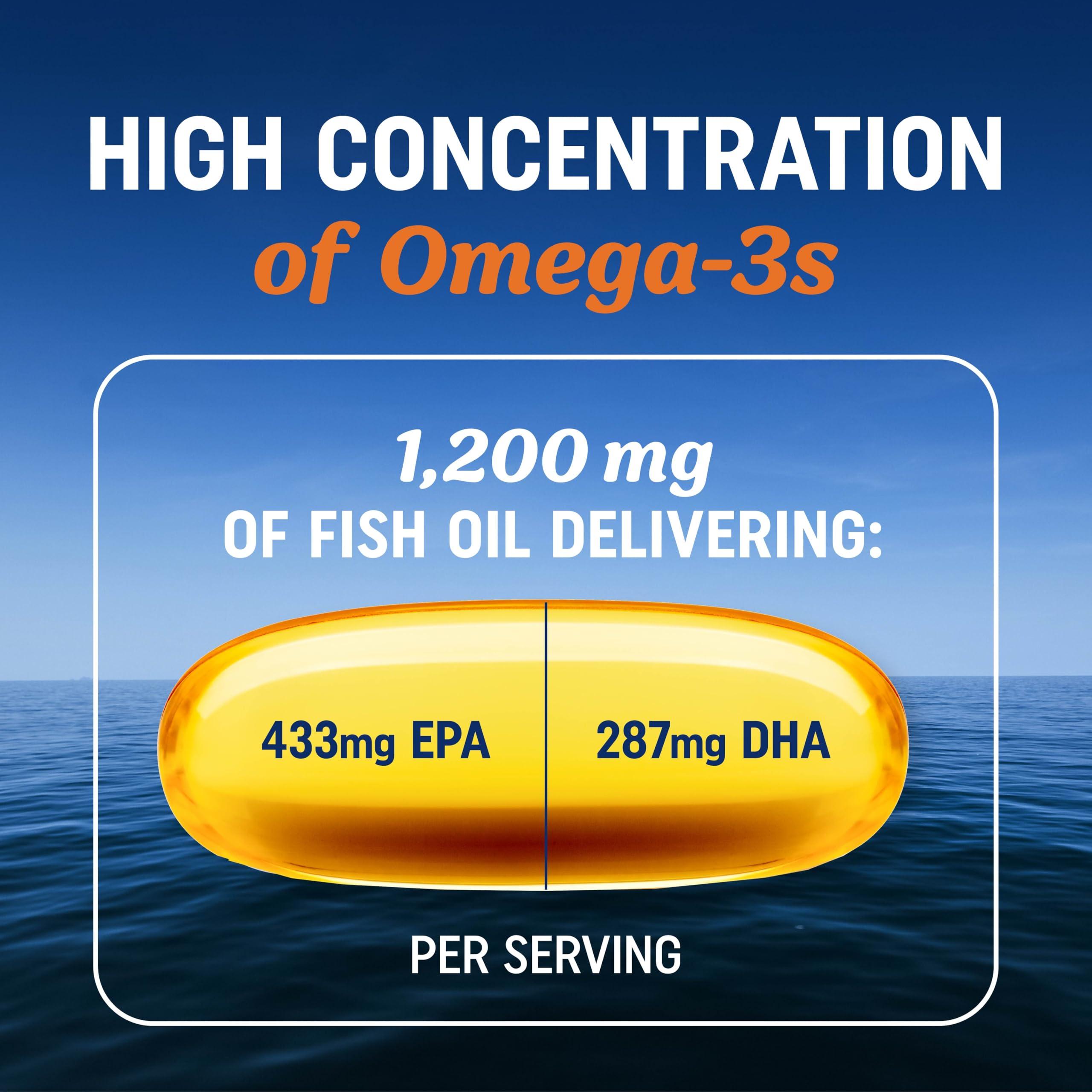 MAV NUTRITION Triple Strength Omega 3 Fish Oil 1200 mg | EPA & DHA | Wild Caught, Sustainably Sourced Omega-3 Fatty Acids | Premium Burpless Fish Oil Supplements | Non-GMO, Third-Party Tested | 30 Softgels