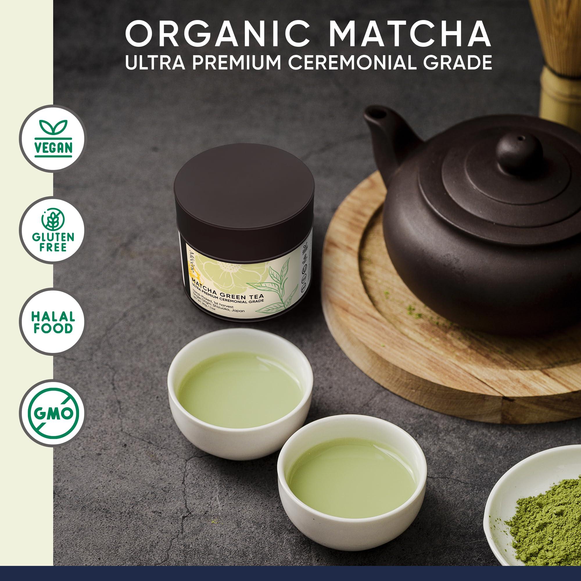 Mcne Organic Japanese Matcha Powder Green Tea - Hand-Picked, 1st Harvest, Ceremonial Grade Matcha Powdered Tea, and Stone Ground from Shizuoka, Japan (30g / 1.1oz)