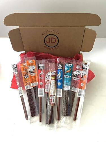 Jerky Dynasty Jerky Dynasty Exotic Meat Stick Snack Mix - Slim Variety Pack, High-Protein Keto Snack with Premium Ingredients, Unique Flavors for Adventurous Tastes, Gift For Men (10 pack)