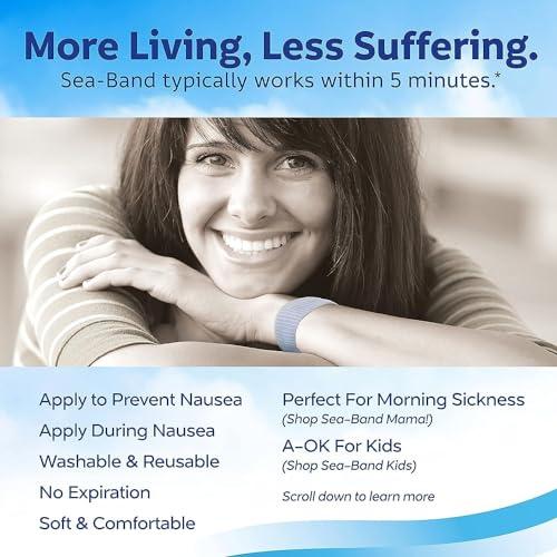 Sea-Band Sea-band Anti-Nausea Acupressure Wristband for Motion & Morning Sickness - 1 Pair Red