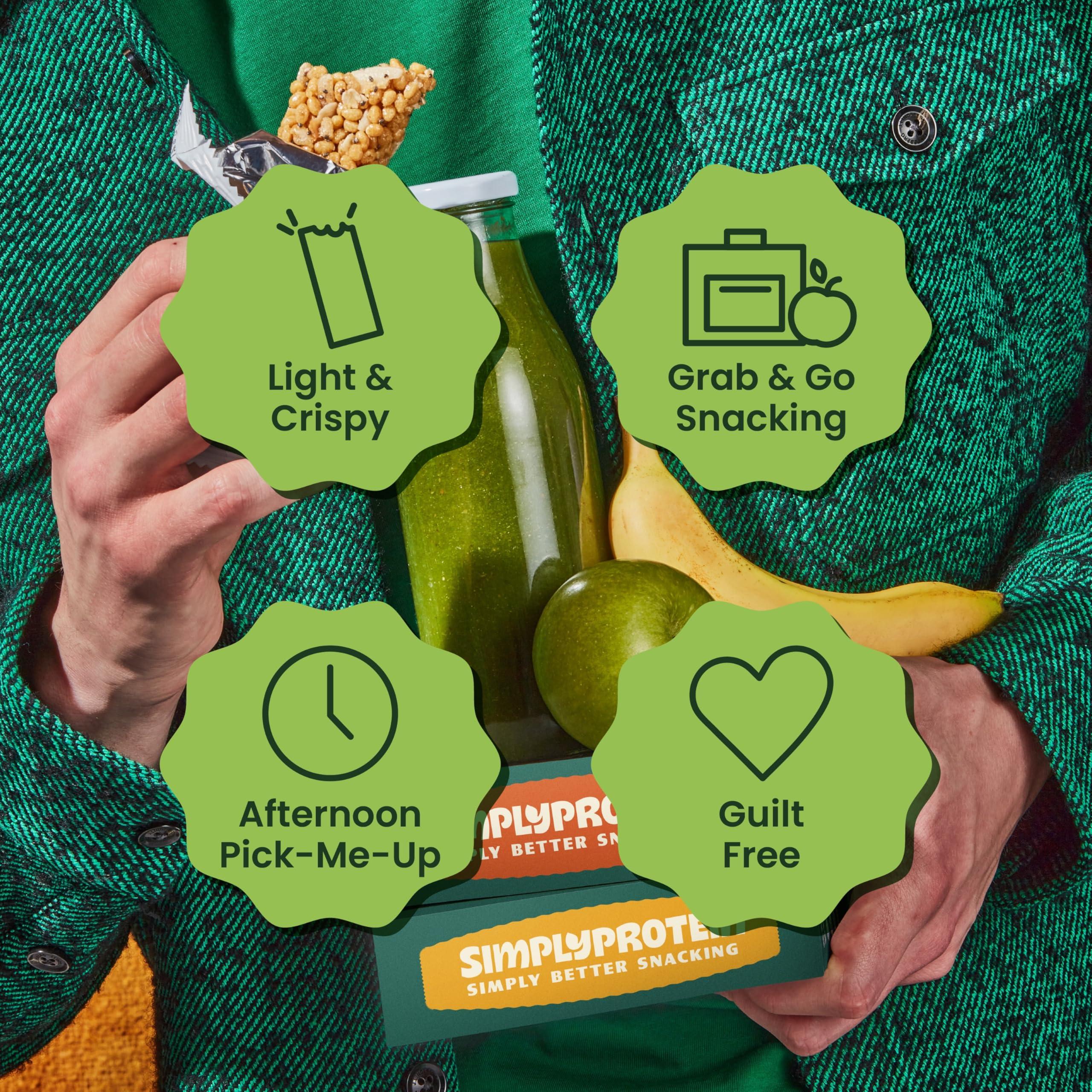 Simply Protein Simply Protein - Lemon Coconut Crispy Bars - Plant Based Protein Bars - Low Carb, Low Sugar, High Fiber - 12g Protein, 2g Sugar, 7g Fiber - Vegan, Gluten Free, Non GMO, Kosher - 24 Bars