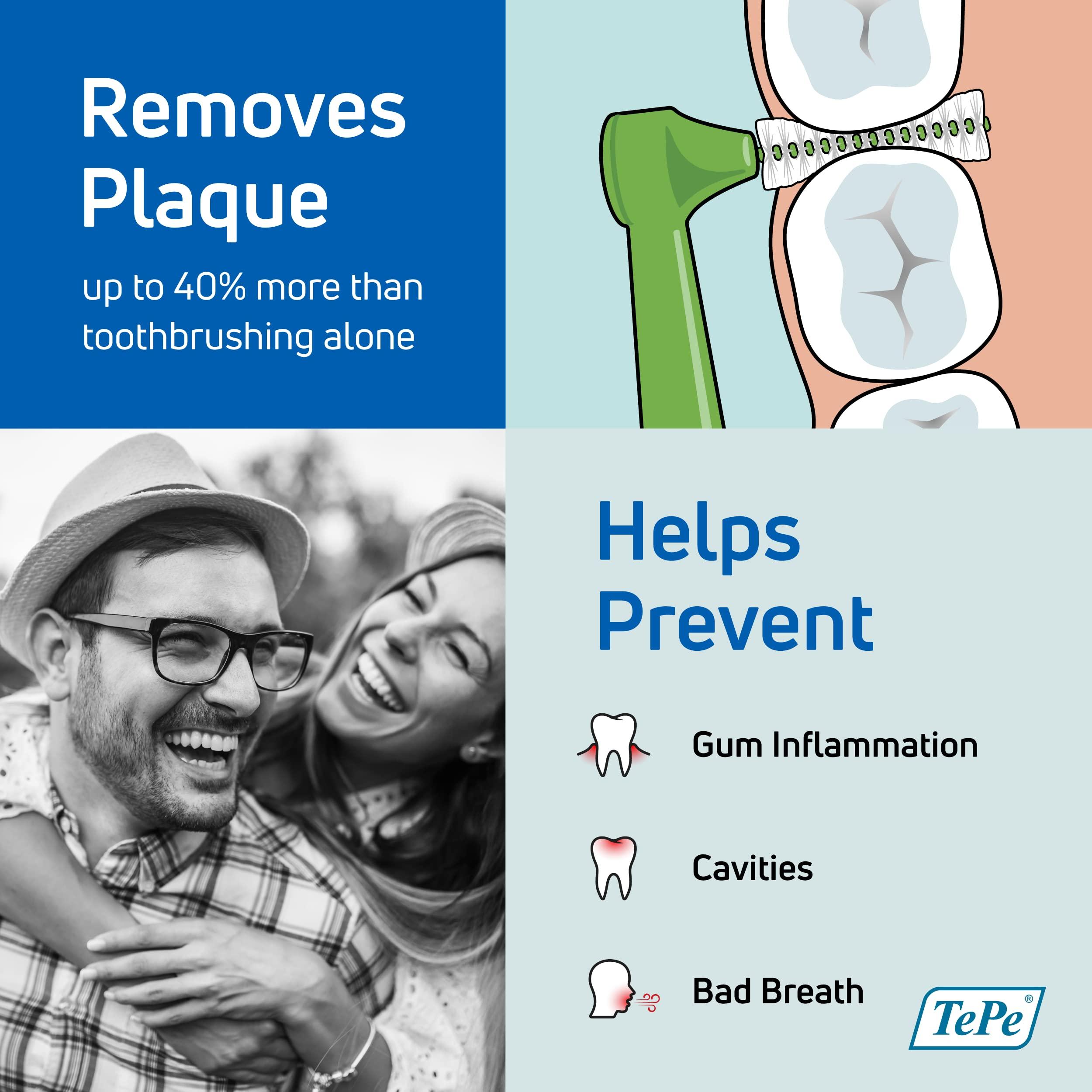 TEPE TEPE Interdental Brush Angle, Angled Dental Brush for Teeth Cleaning, Pack of 6, 0.40 mm, Extra-Small/Small Gaps, Pink, Size 0