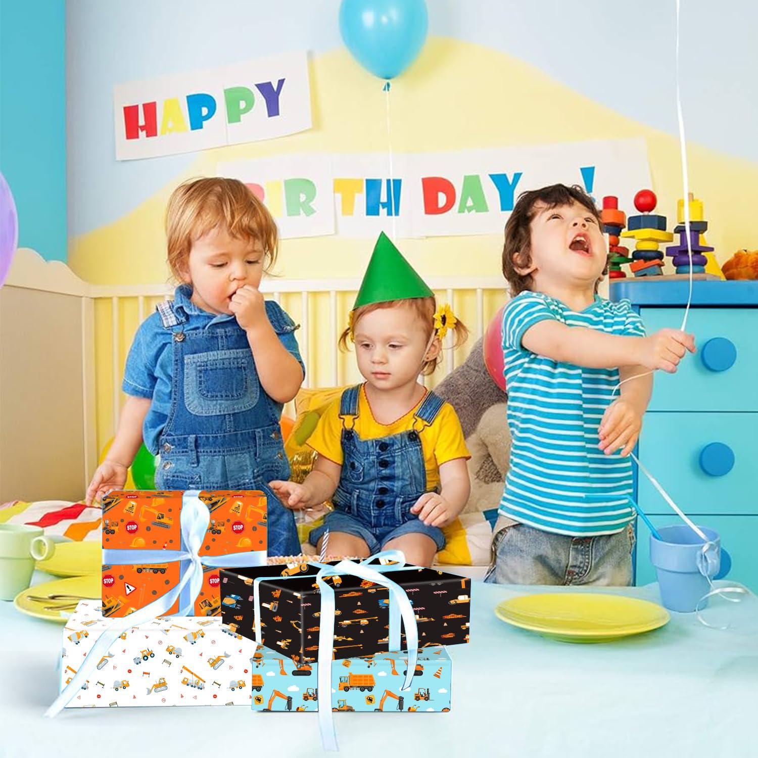 Mpanwen Mpanwen Construction Wrapping Paper for Boys Kids, 8 Sheets Large Truck Gift Wrap Tractor Wrapping Paper for Christmas Birthday Holiday - 27 x 39.5 Inches Per Sheet