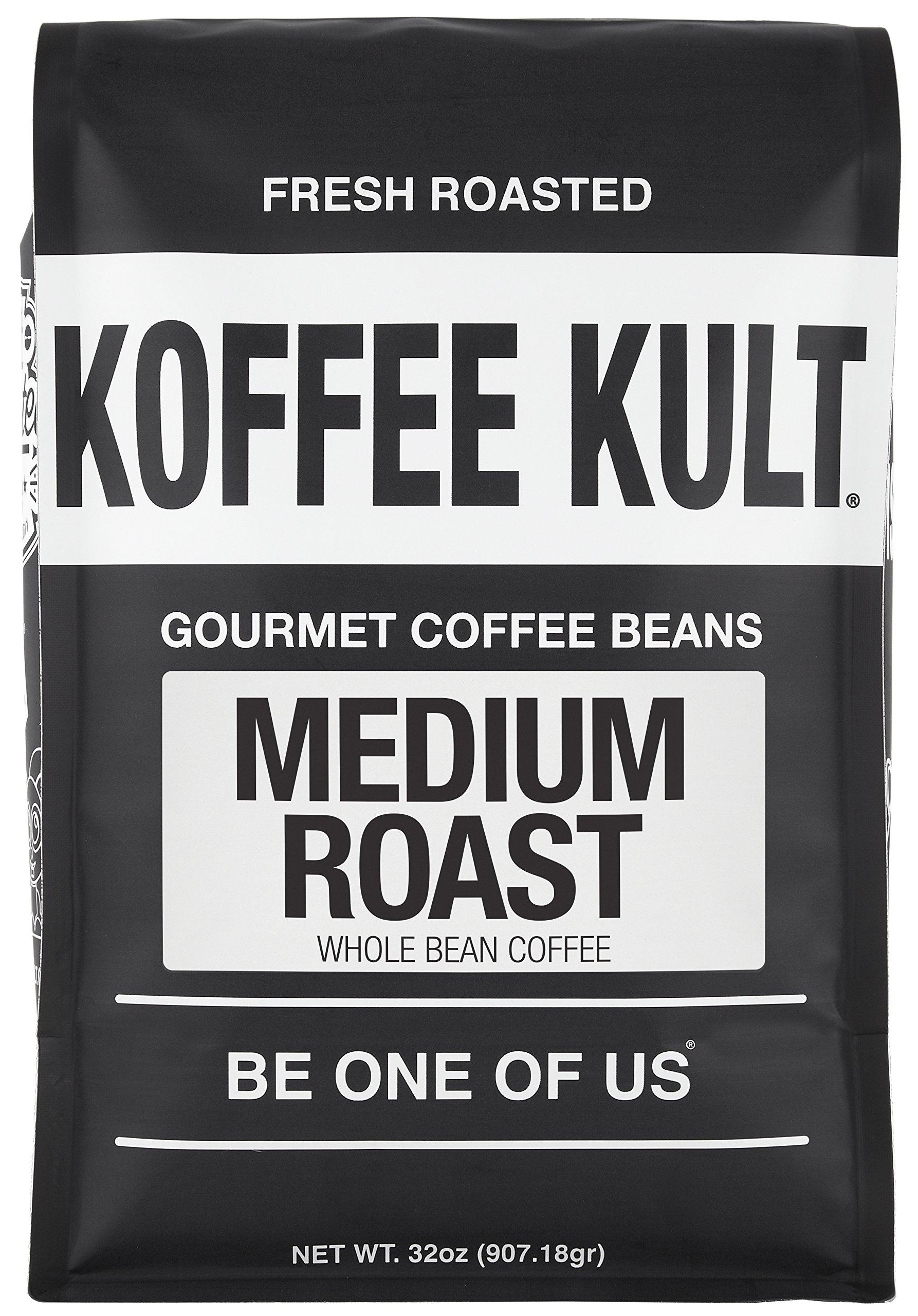 Koffee Kult Koffee Kult Koffee Kult Medium Roast Smooth and Flavorful Medium Roast Coffee Beans- Perfect for a Relaxing Cup Anytime (Medium Roast, 32oz)