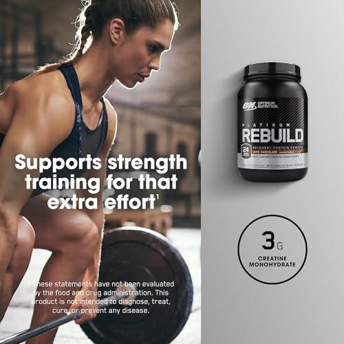 Optimum Nutrition Optimum Nutrition Platinum Rebuild, Premium Platinum Blend Protein Powder with Creatine Monohydrate, Dark Chocolate, 20 Servings