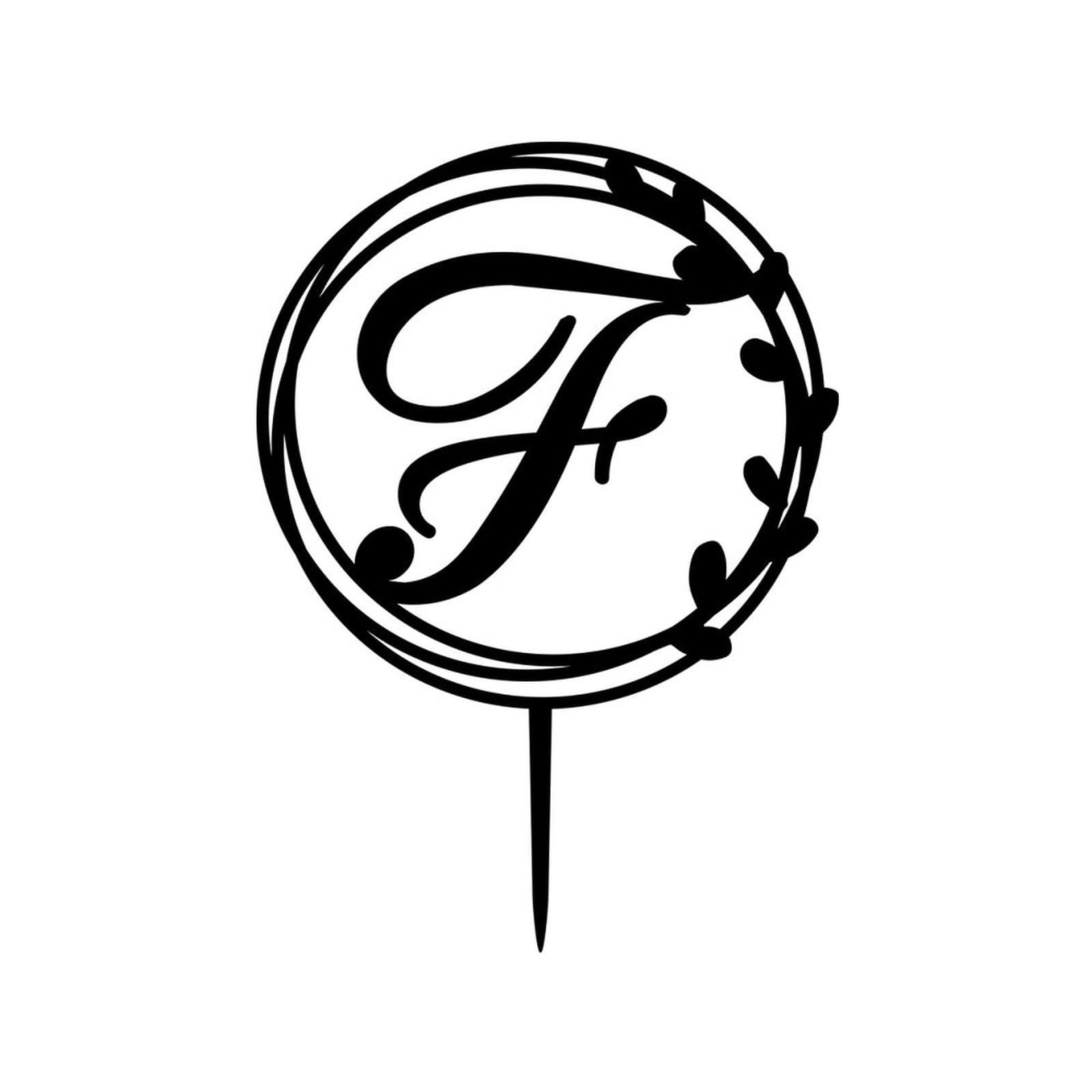 lutieger Initial Letter F Cake Topper Flowers Eucalyptus Leaves Birthday Cake Topper Calligraphy Initials Wreath Acrylic Black Nuptial Party Baking Cake Decorations Elegant Gifts for Girls Men