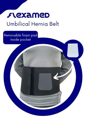 FlexaMed FlexaMed Umbilical Navel Hernia Belt with Compression Pad Black (8 Inch, Medium)