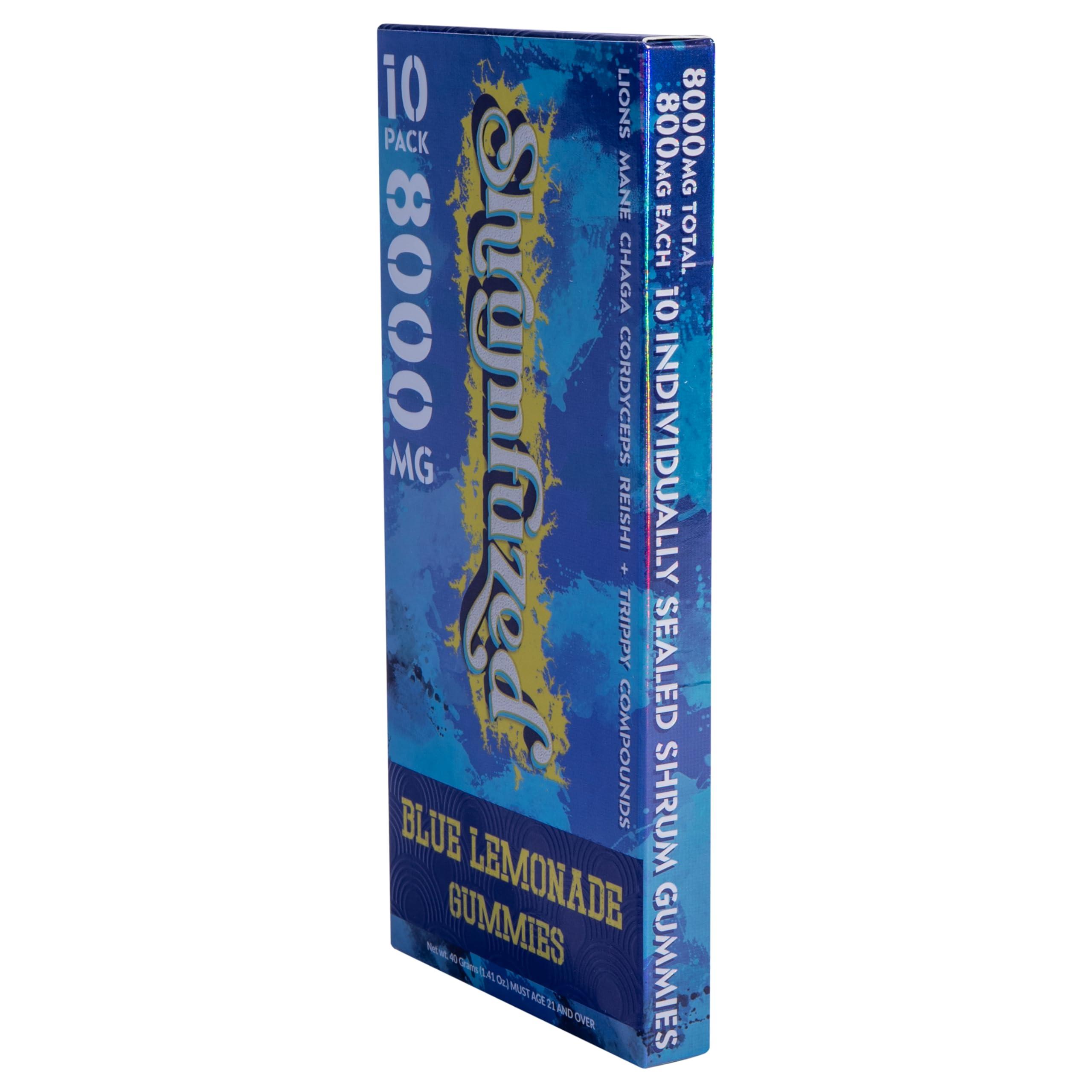 Shrumfuzed Shrumfuzed - Proprietary Nootropic Gummy 8000mg - Lion\'s Mane, Reishi, Chaga, and Cordycep Nootropic Tripee Mushroom Blend (10, Blue Lemonade)