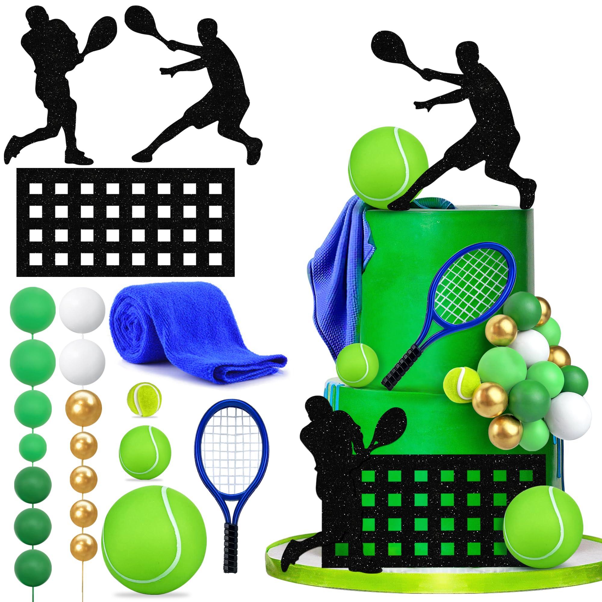 KEEPARTY 23 PCS Tennis Cake Toppers Sports Ball Cake Decorations for Baby Shower Birthday Party Decorations Supplies