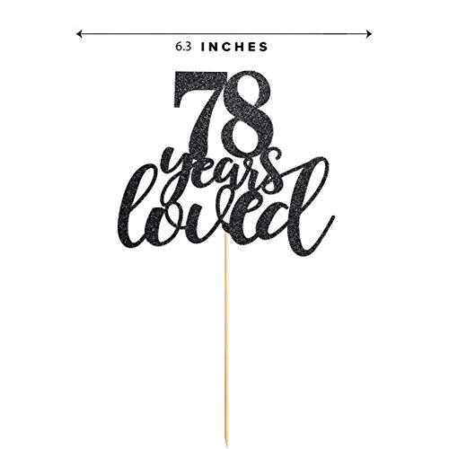 MAGJUCHE 78 Black Glitter Happy 78th Birthday Cake Topper, Cheers to 78 Years Party Cake Topper Decorations, Supplies