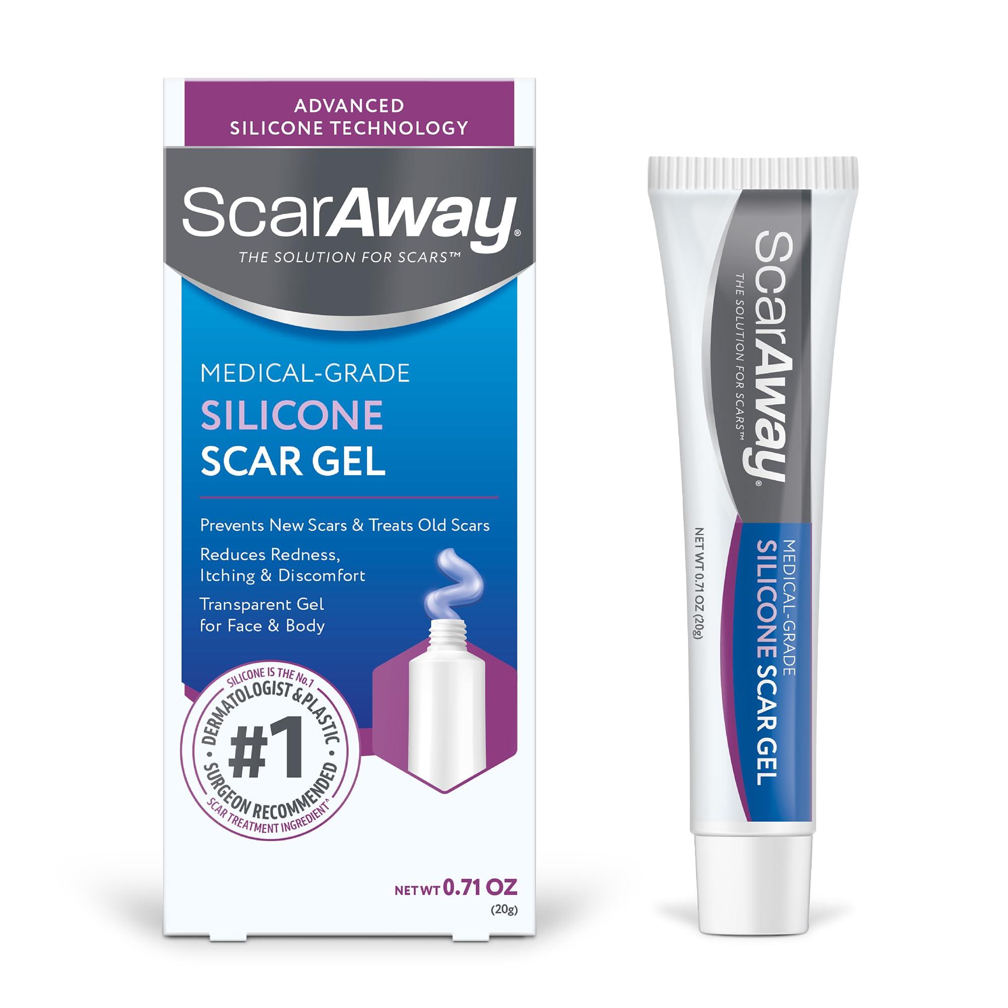 ScarAway ScarAway Silicone Scar Gel, Helps Improve Size, Color & Texture of Hypertrophic & Keloid Scars from Injury, Burns & Surgery, Water Resistant, 20g (0.7 Oz)