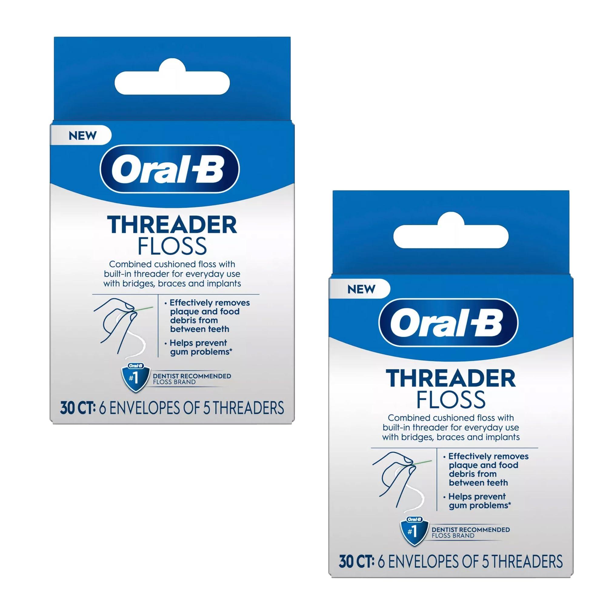 GLIDE Oral-B Threader Floss, 30-Count: 6 envelopes of 5 threaders (Value Pack of 2)