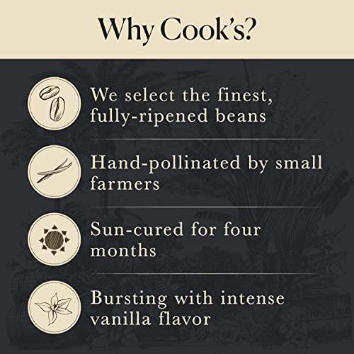 COOK'S 10 Organic Madagascar Whole Vanilla Beans, Grade A Vanilla Pods, Premium Vanilla Beans for Making Extract & Baking - Cooks