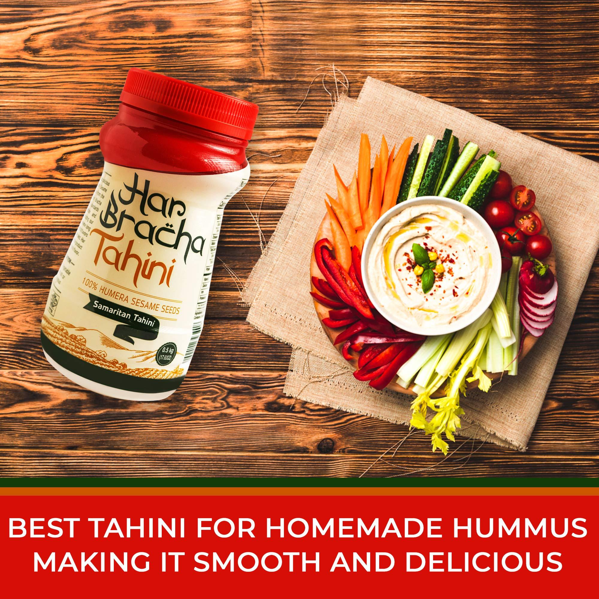 Har Bracha Har Bracha Tahini Paste (17.6 oz). 100% Natural, Vegan Friendly & Kosher Pure Ground Tahina Sauce. Raw Roasted Sesame Seeds for Oriental Dips, Salad Dressings & Hummus