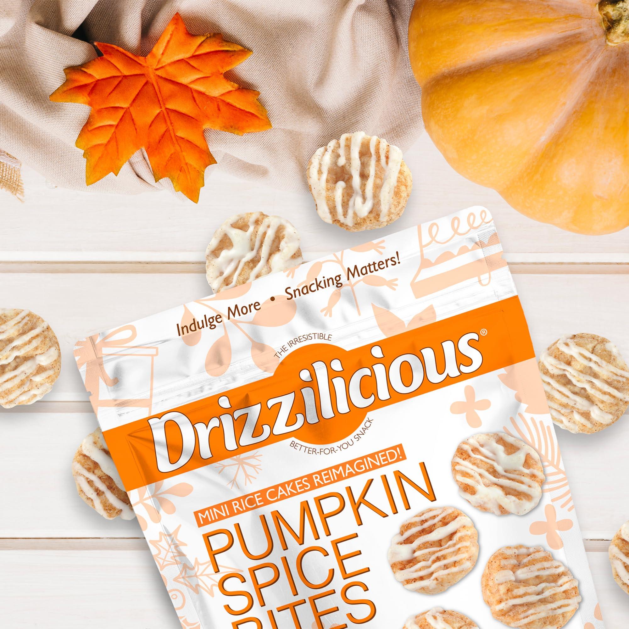 Drizzilicious Drizzilicious Mini Rice Cakes - Rice Crisps, Healthy Snack for Adults and Kids, Flavored Rice Cakes, Vegan, Gluten Free, Only 90 Calories Per Serving - Pumpkin Spice, 4 oz (Pack of 2)