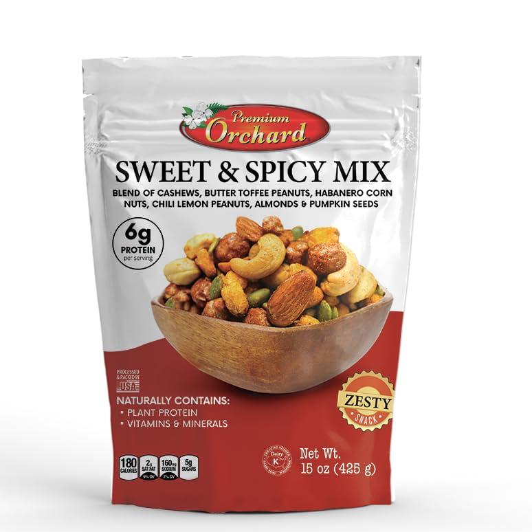 Premium Orchard MIXED NUTS Sweet & Spicy Nut Mix + Hot & Spicy Mix Savory Snacks Packed Fresh Healthy Protein Snack