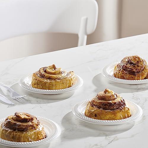 PLASTICPRO PLASTICPRO 100 PCS White Plastic Round Plastic 6 Inch Plates Premium Quality Light Weight Disposable Plastic Dishes Dessert Plates for Parties Weddings