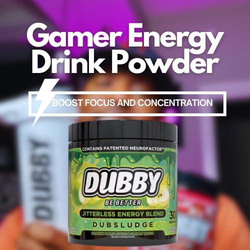 Dubby Dubby - Gamer Energy Drink Powder for Gaming - Sugar Free Energy Drinks, Nootropics Jitter-Free Natural Energy Powder, Green Apple and Secret Sauce Flavor, 30 Serving, 5.61 Ounces (DubSludge)