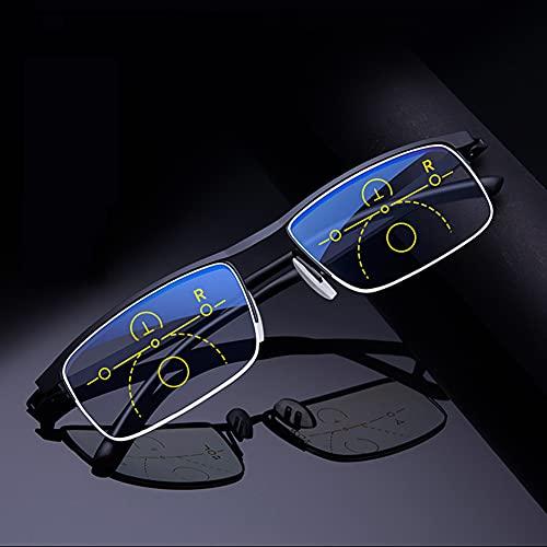 NWB Multifocal Progressive Reading Glasses,Readers with Light Thin Metal Frame,Blue Light Blocking for men women