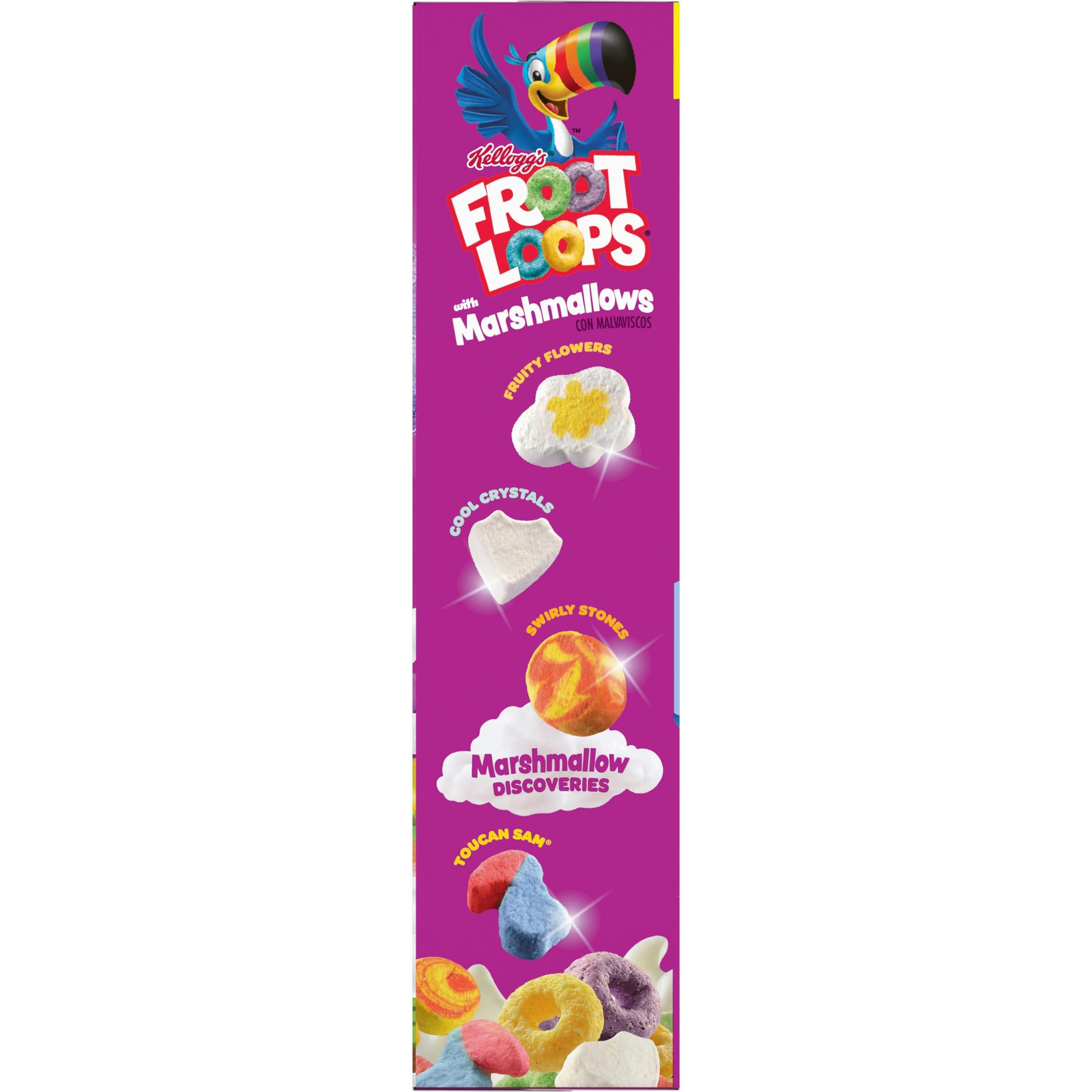 Froot Loops Froot Loops Breakfast Cereal with Marshmallows, Fruit Flavored, Breakfast Snacks, Family Size, Original with Marshmallows, 17.7oz Box