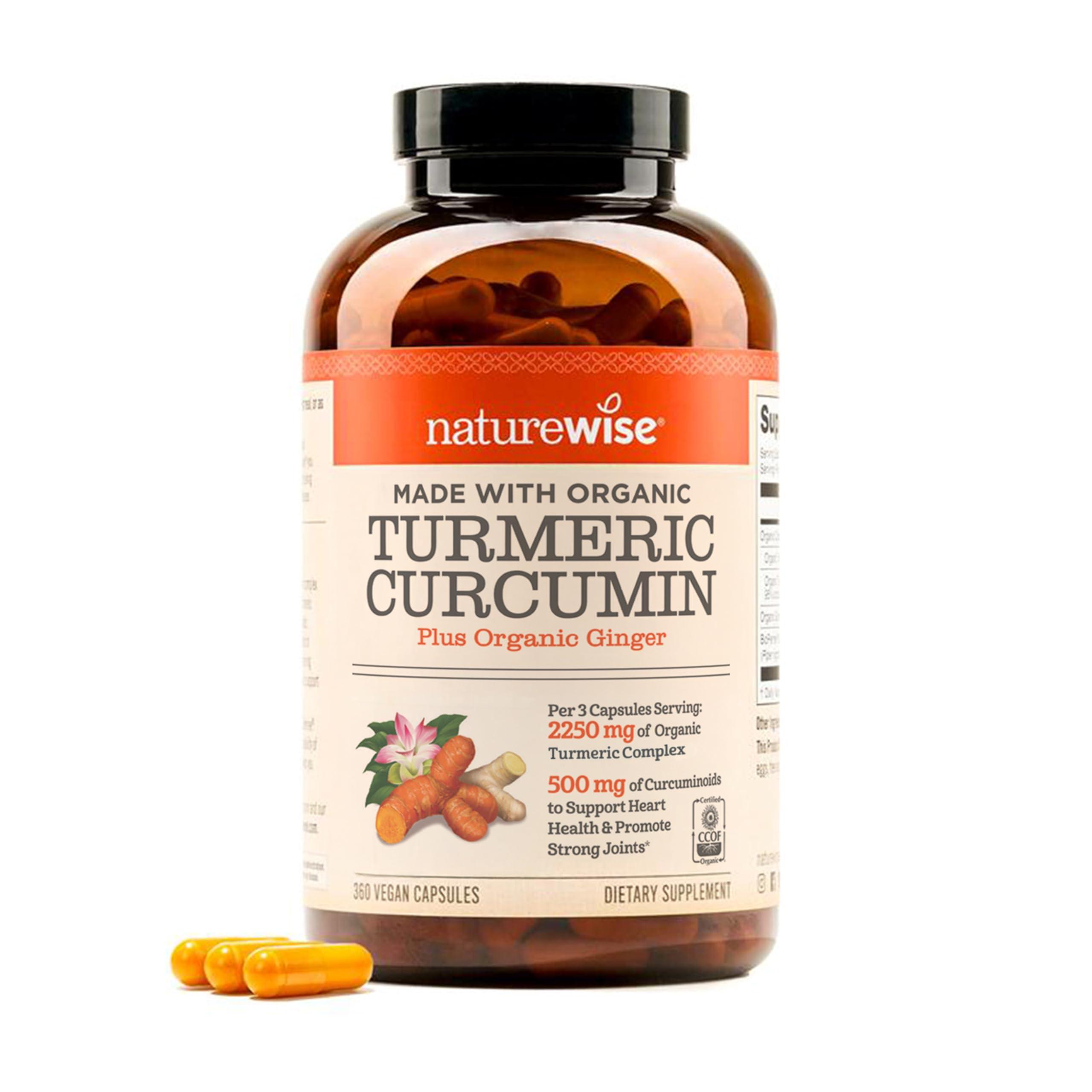 NatureWise NatureWise Curcumin Turmeric 2250mg - 95% Curcuminoids & BioPerine Black Pepper Extract for Advanced Absorption - Daily Joint and Immune Health Support - Vegan, Non-GMO, 360 Count[120-Day Supply]