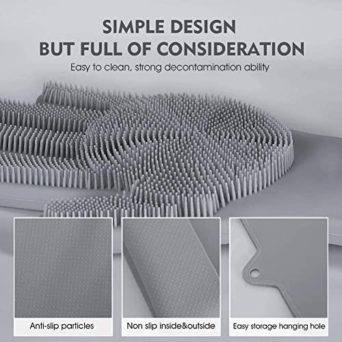 Helenhouse Dishwashing Cleaning Gloves Silicone Rubber Sponge Gloves Household Scrubber Kitchen Cleaning Tools Kitchen (Blue)