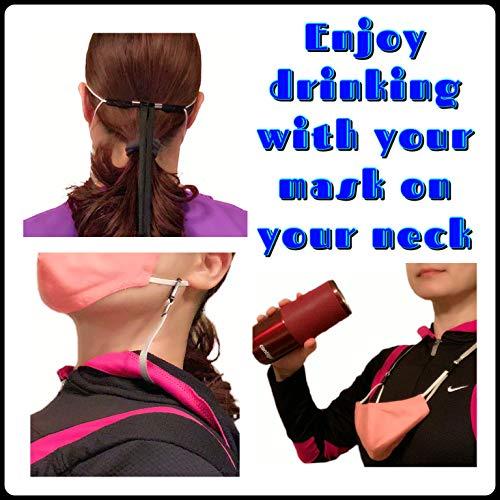 Comfi3D 10 PCS Mask Extender/Mask Strap/Ear Saver/Lanyard Hook for Masks with Adjustable Mask Clips with High Elastic Fabric - Works for Adults & Kids (10 Lanyard (Black))